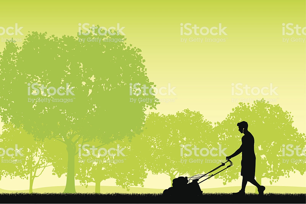 Lawn Mowing Yard Work Background Stock Illustration