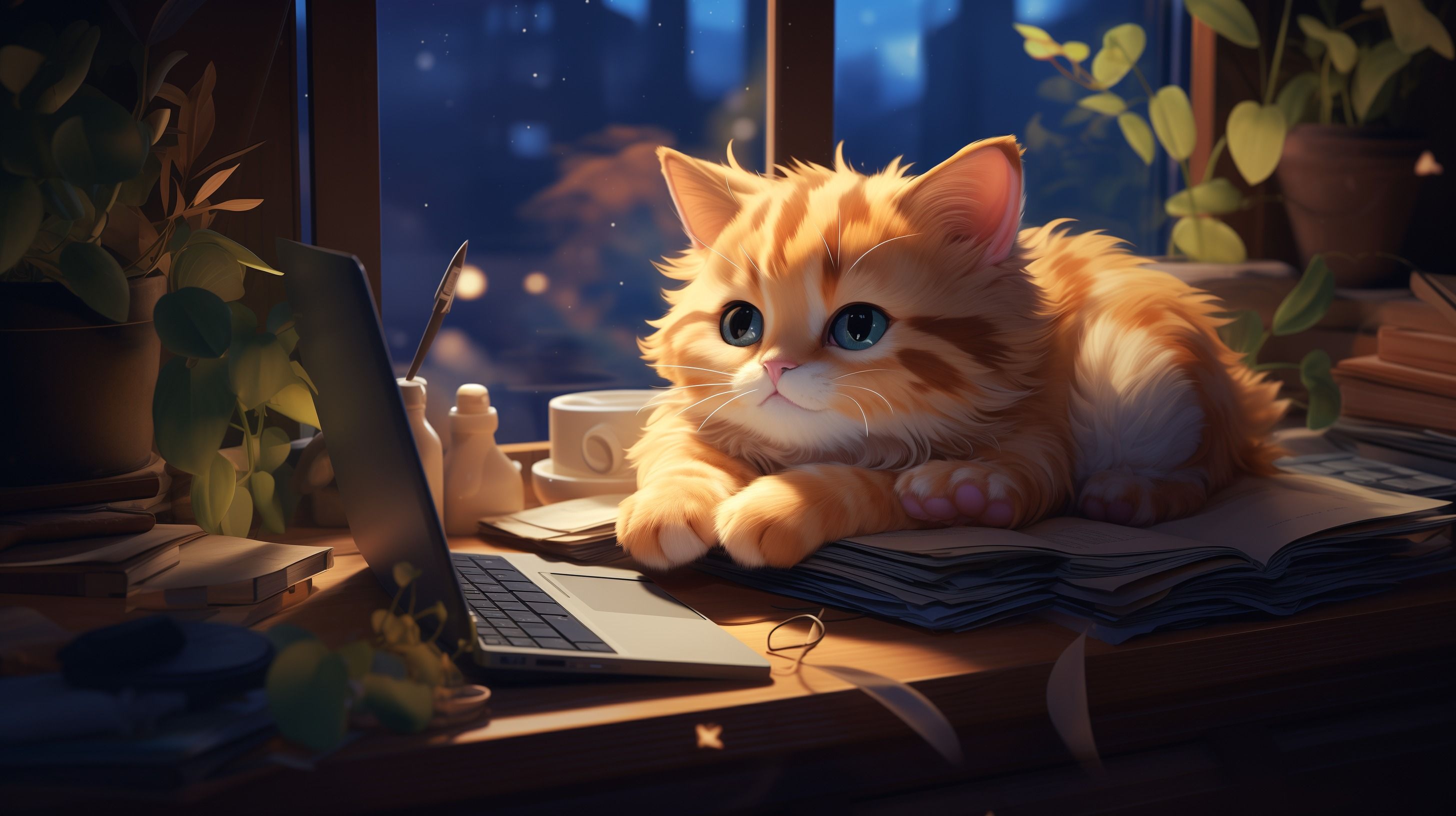 Cute Orange Cat HD Desktop Wallpaper By Laxmonaut Em