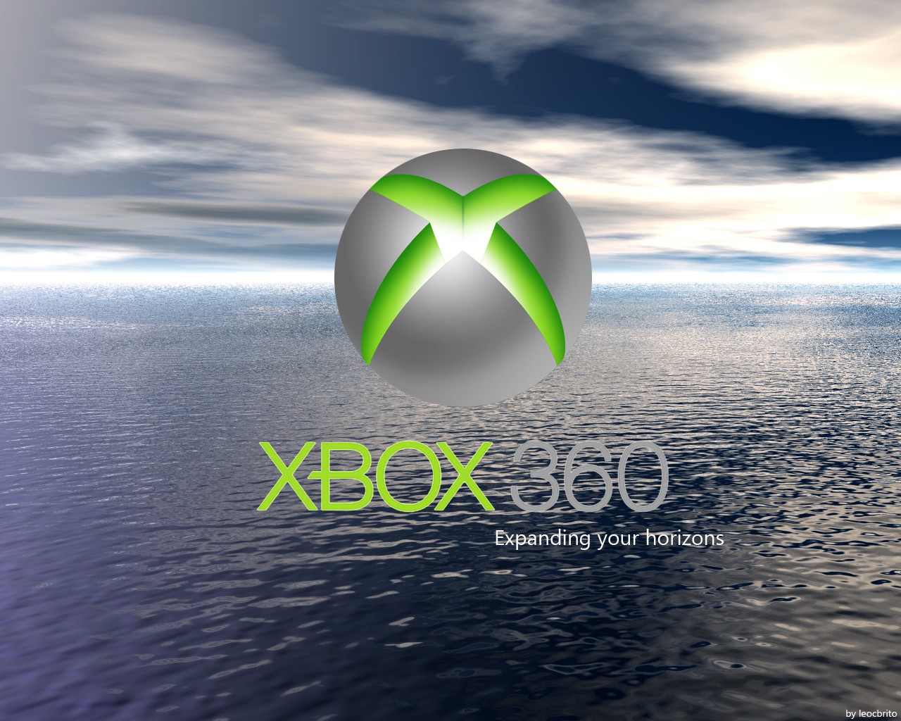 Xbox 360 logo superimposed on a tranquil ocean scene, symbolizing expanding horizons