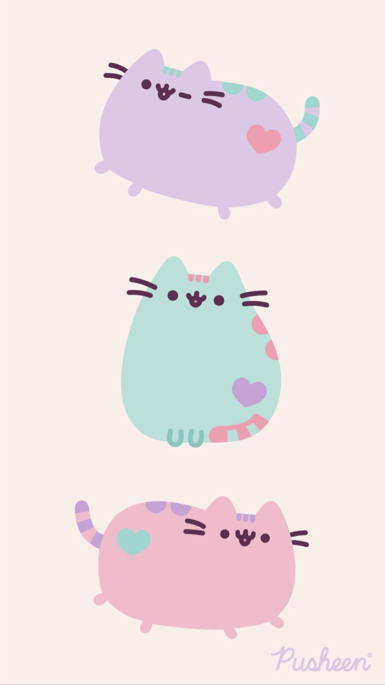 Pusheen The Cat Floral Pastels Spring iPhone Wallpaper