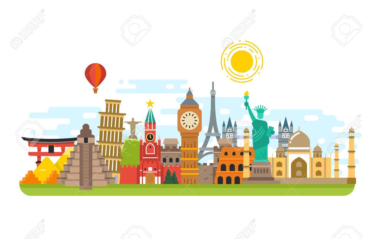 World Famous Travel Landmark International Symbols Vector Tourism