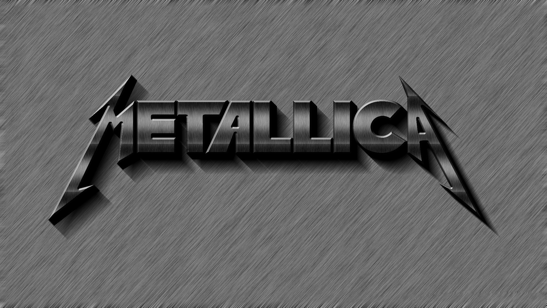 A brushed metal background featuring the Metallica logo in raised, metallic lettering. Perfect for heavy metal fans