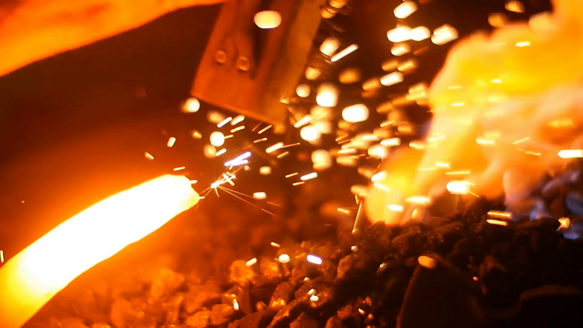 A Blacksmith Making Sword In His Forge Stock Video Footage