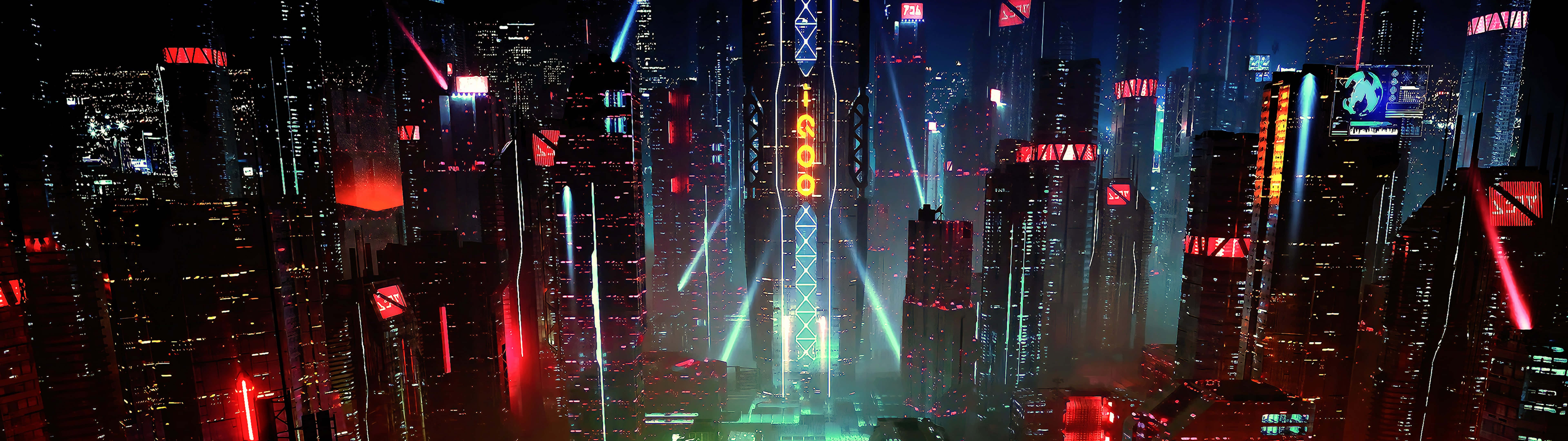 Futuristic City Ultra HD Dual Monitor Wallpaper
