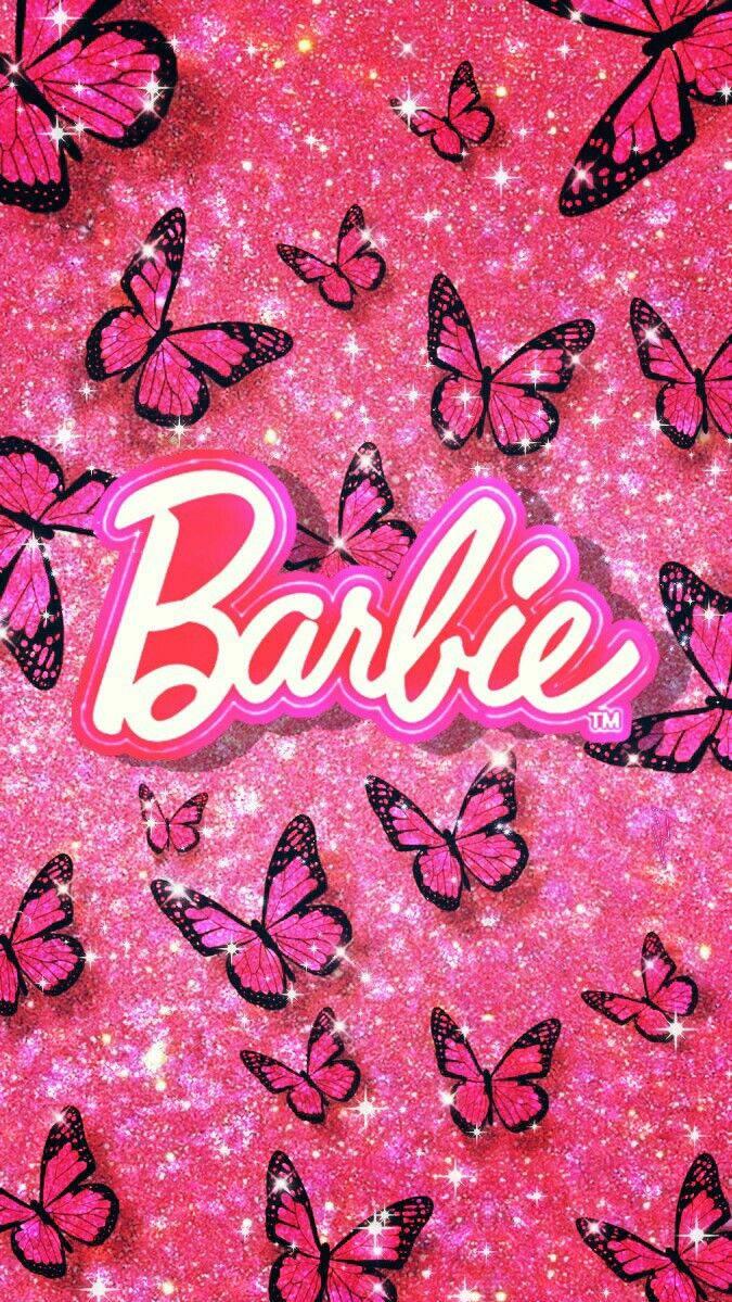Butterflies Glittery Barbie Wallpaper