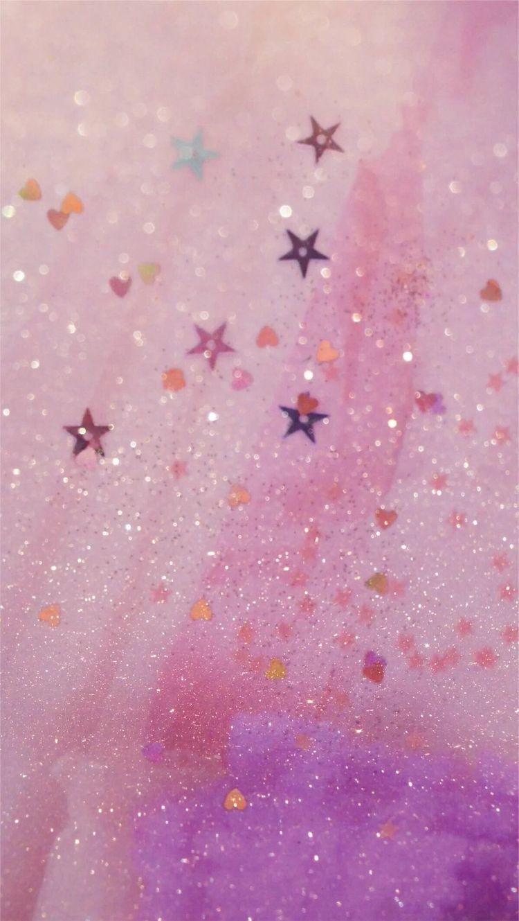 Saesthetic Shiny Glitters On Pastel Pink And Purple Mobile