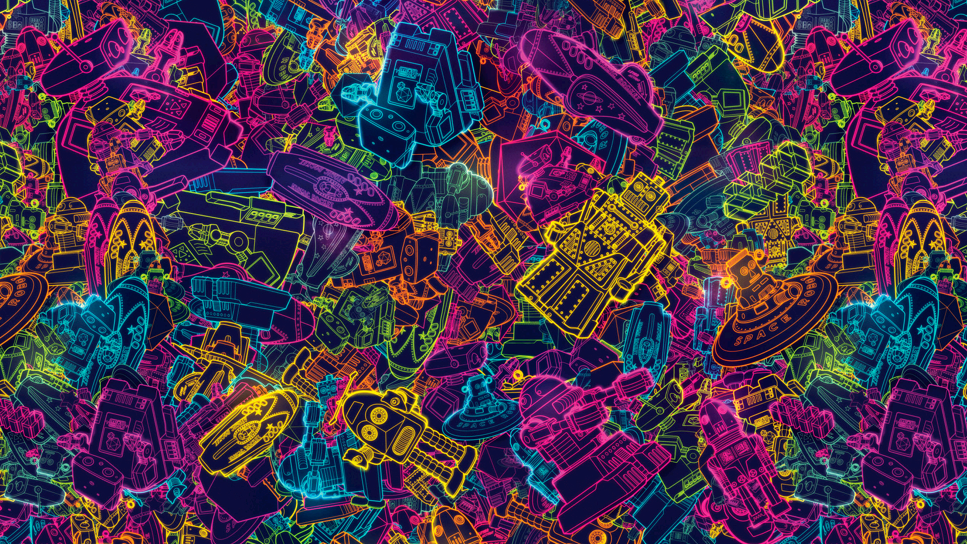 Colorful Robots Wallpaper Neon Genesis