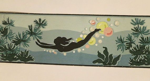 Vintage Wallpaper Border Nude Swimmer by dandelionvintage on Etsy 20
