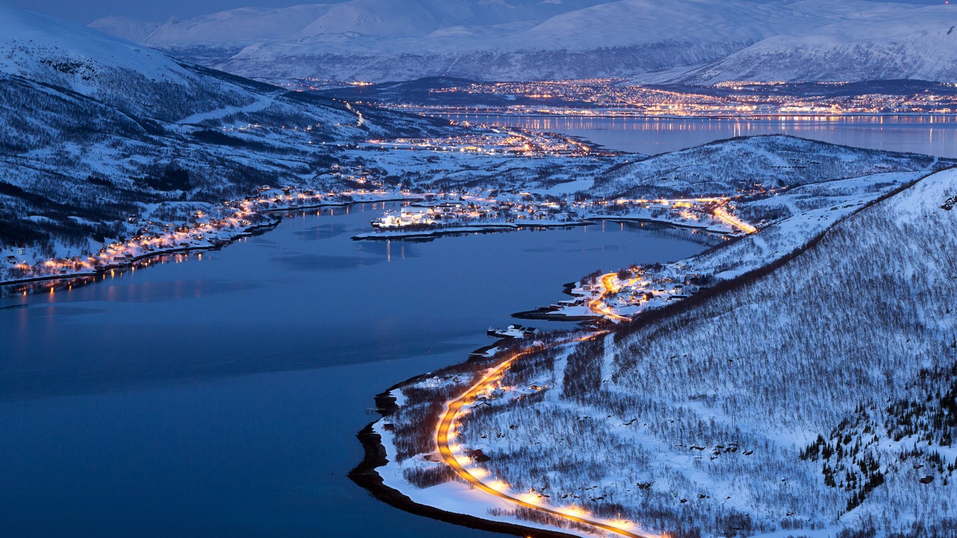 Night Winter Wallpaper Full HD Norway Tromso