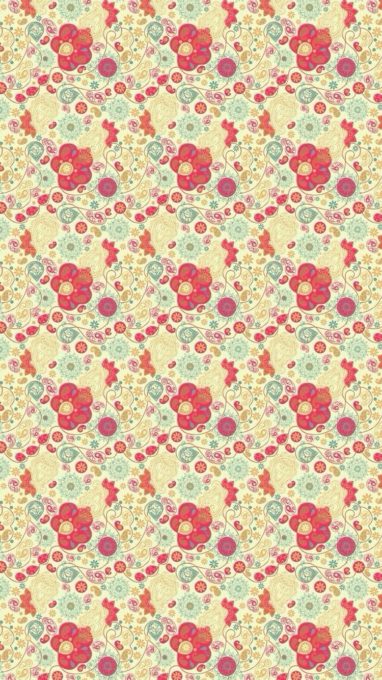 Cute Flowers Pattern Background iPhone Wallpaper HD And