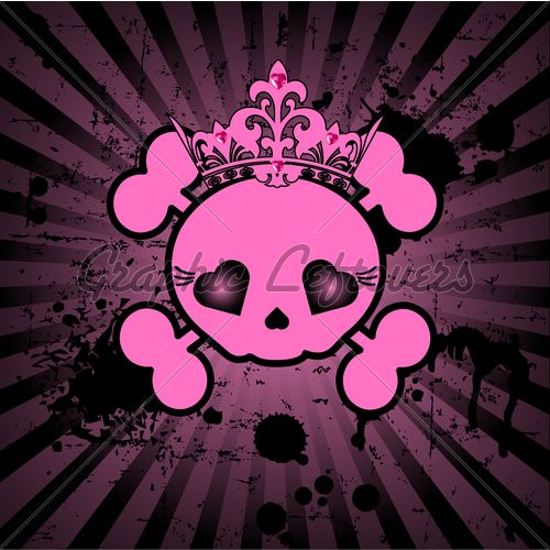 Girly Crown Graphics Very Cute Skull With On Grange Radial Bac