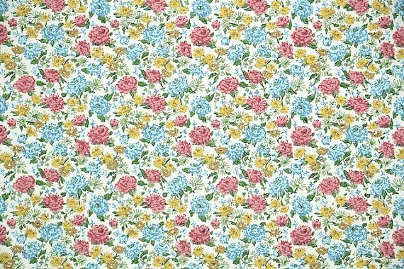 S Vintage Wallpaper Brightly Colored Floral Chintz