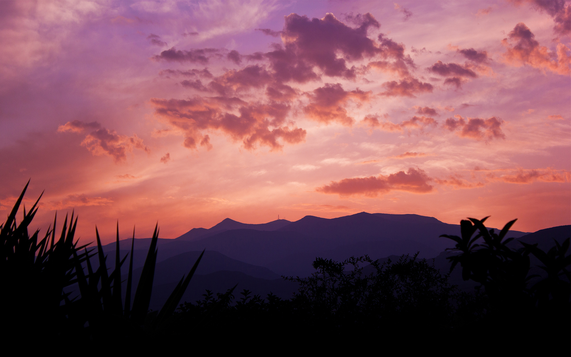 Sunset In The Mountains HD Widescreen Desktop Wallpaper