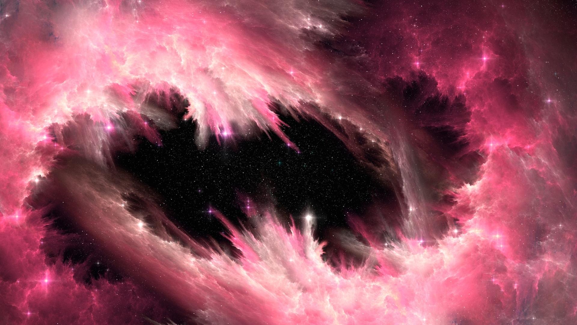 Wallpaper Pink Nebula X Plas Stars