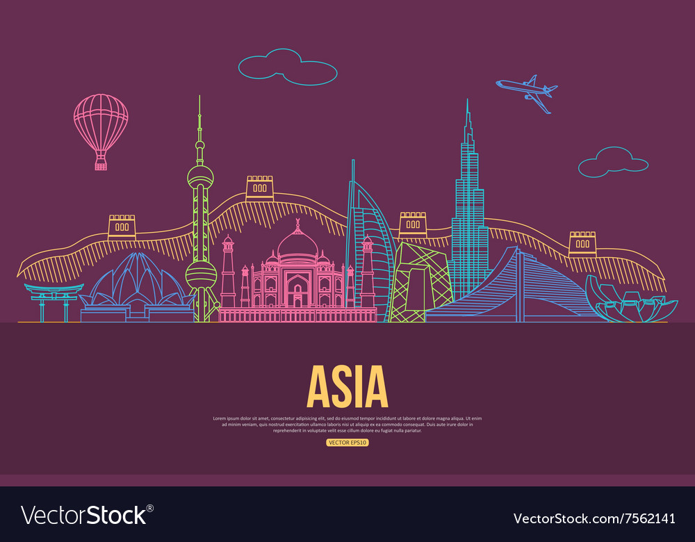 Asia travel background with place for text Vector Image