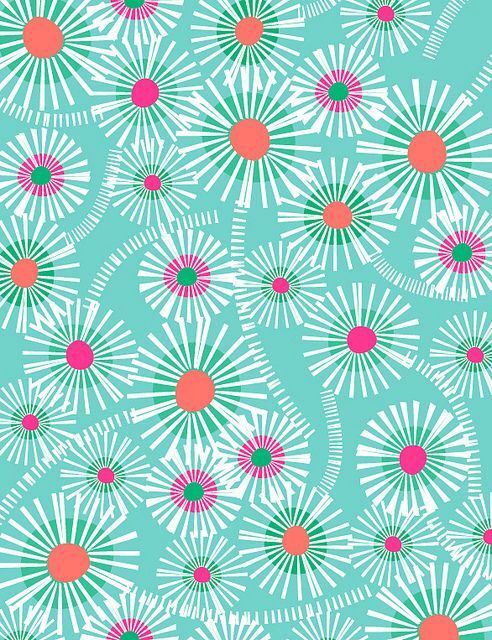 Turquoise And Flowers Background Wallpaper