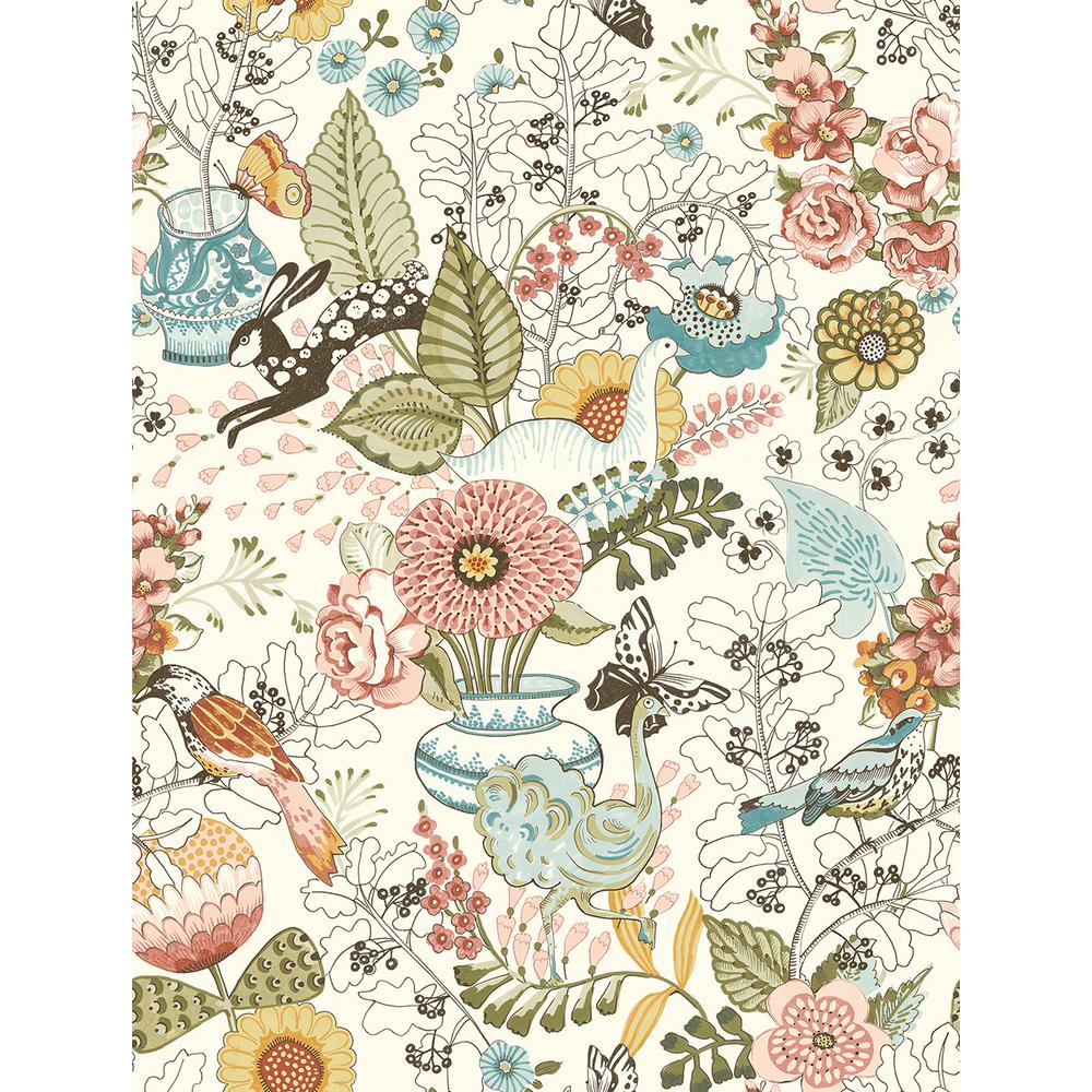 A Street Sq Ft Whimsy Pink Fauna Wallpaper The
