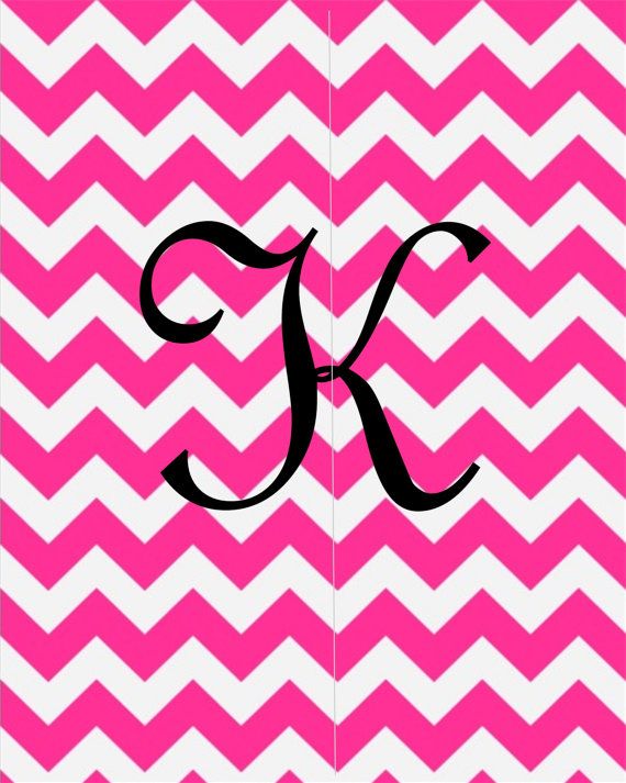 Pink And White Chevron Monogram Initial Wall Art Print Yourself