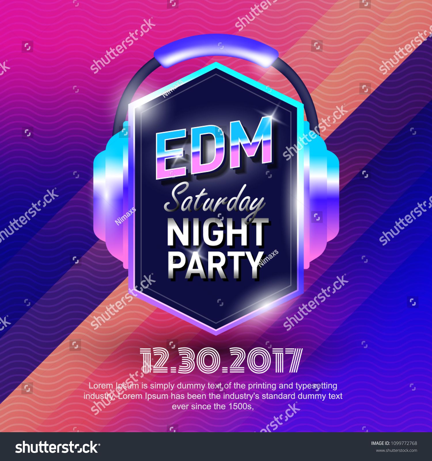 Edm Party Poster Design Electronic Music Vector Template