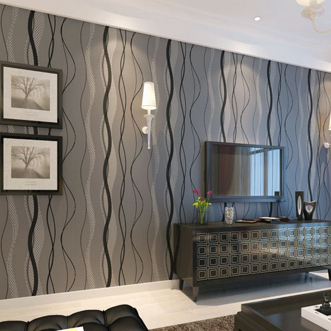 Product ID 1706794441 Wave Lines Stripes modern wallpaper grey non