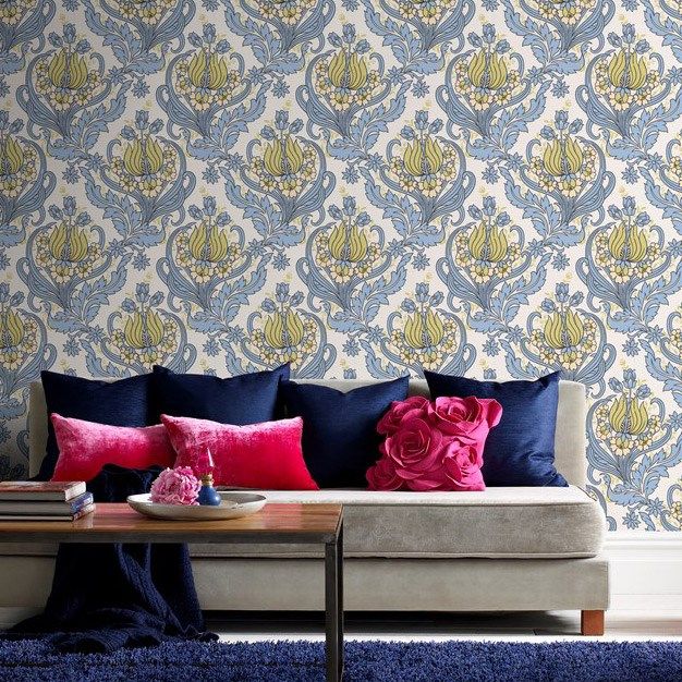 Amy Butler Temple Tulips Moss Wallpaper Laylagrayce