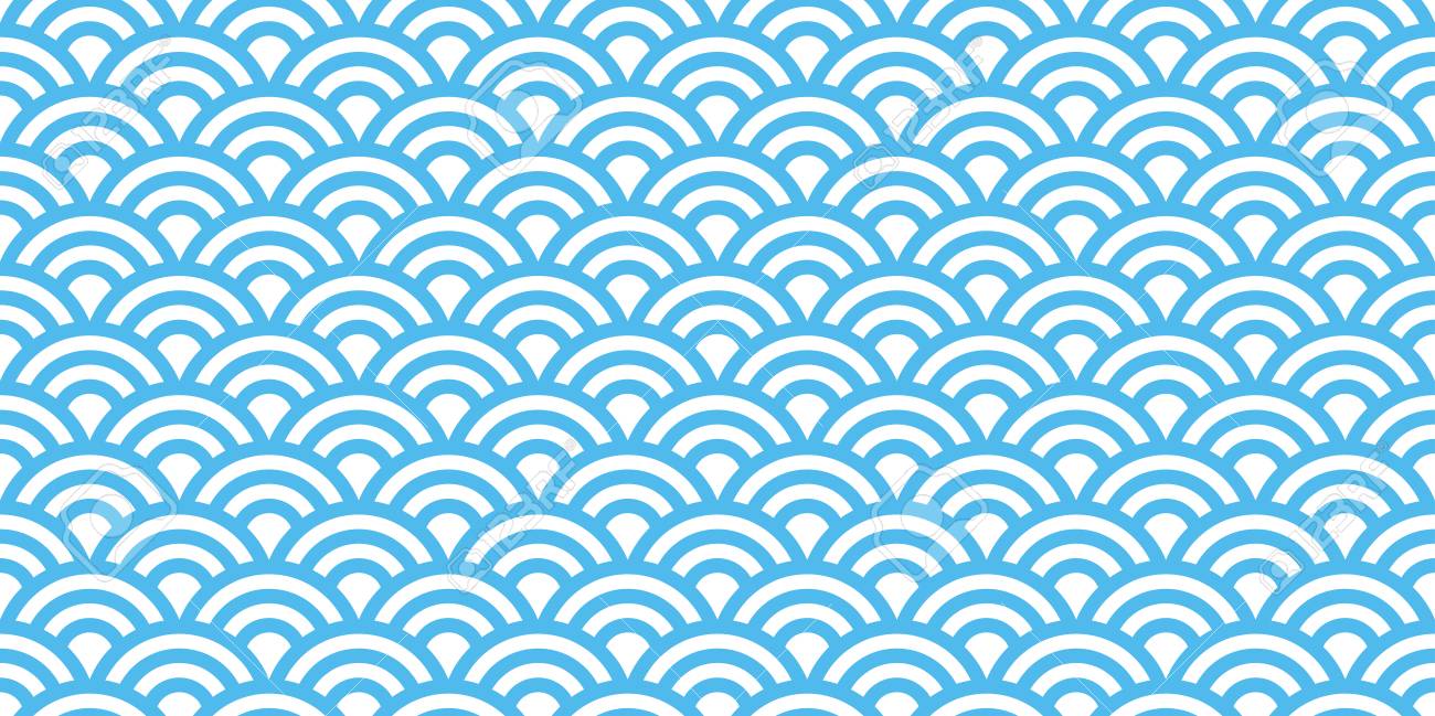 Japan Wave Seamless Pattern Vector Ocean Line Isolated Wallpaper