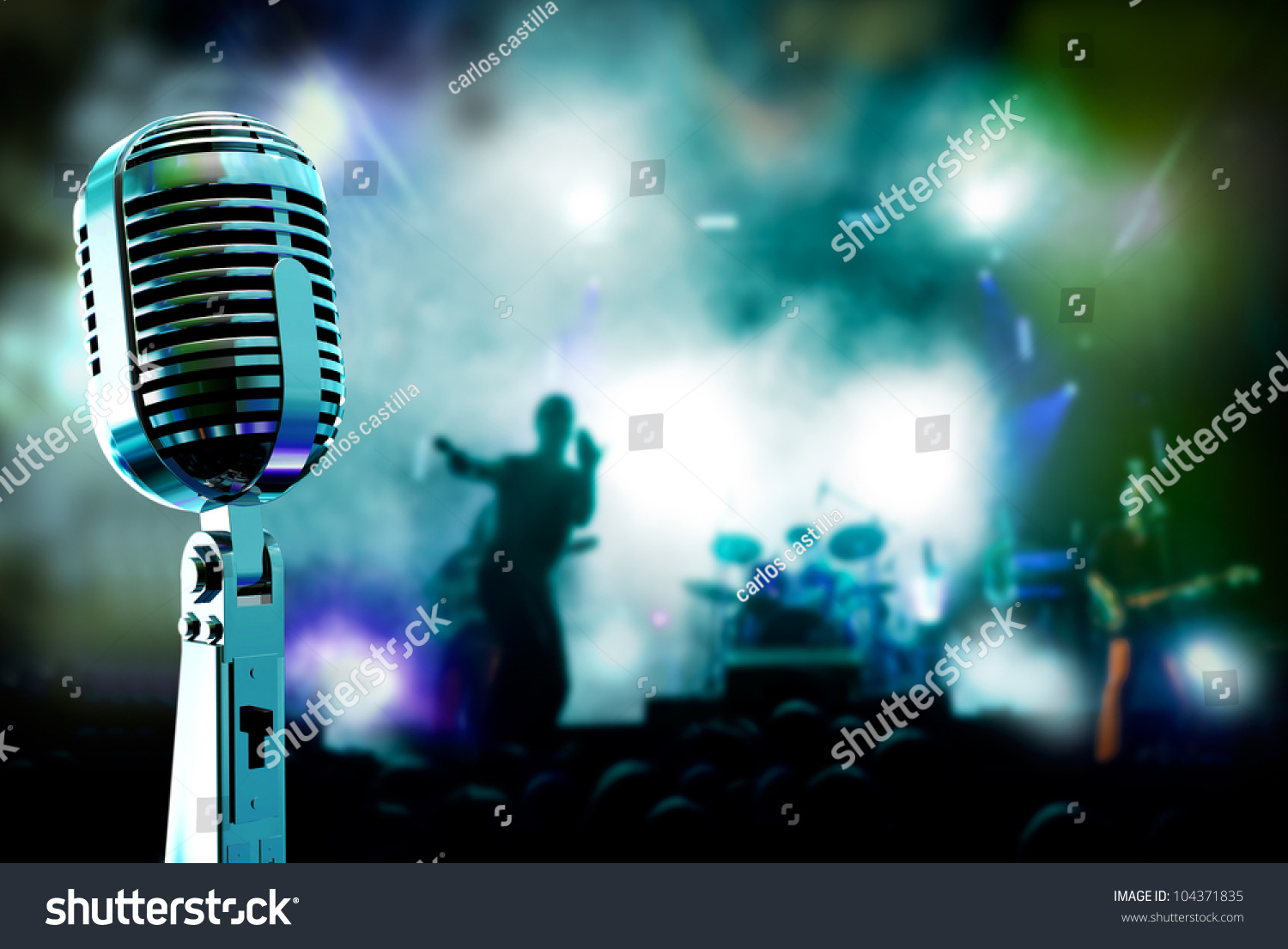 Live Music Backgroundmicrophone Band Stock Illustration