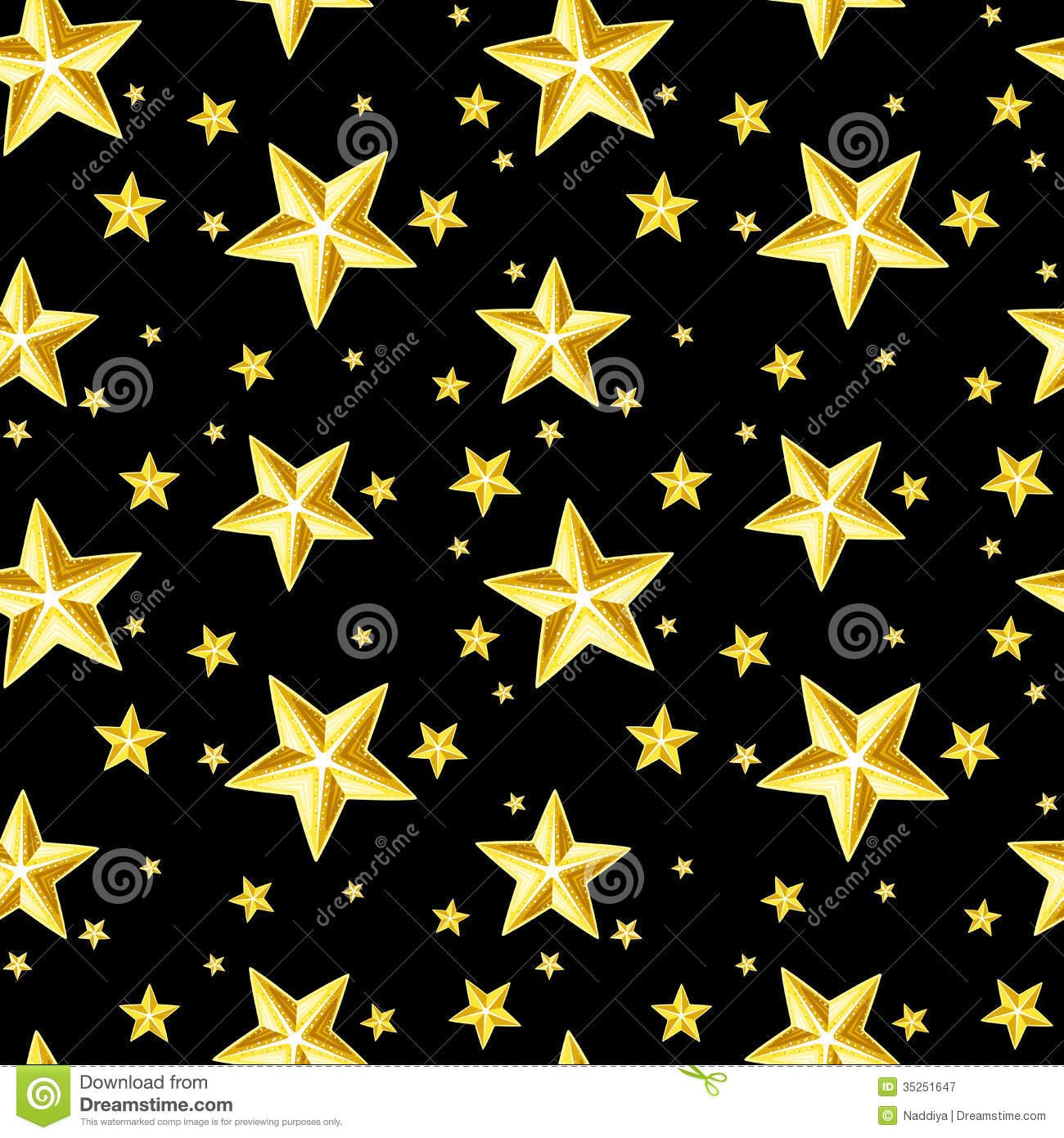 Seamless Pattern With Gold Stars On Black Royalty Stock