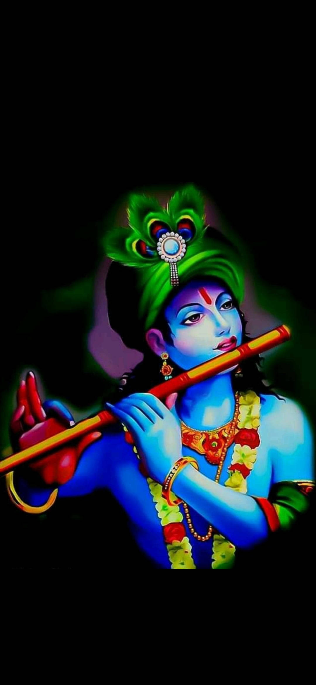 Krishna iPhone Green Glowing Wallpaper