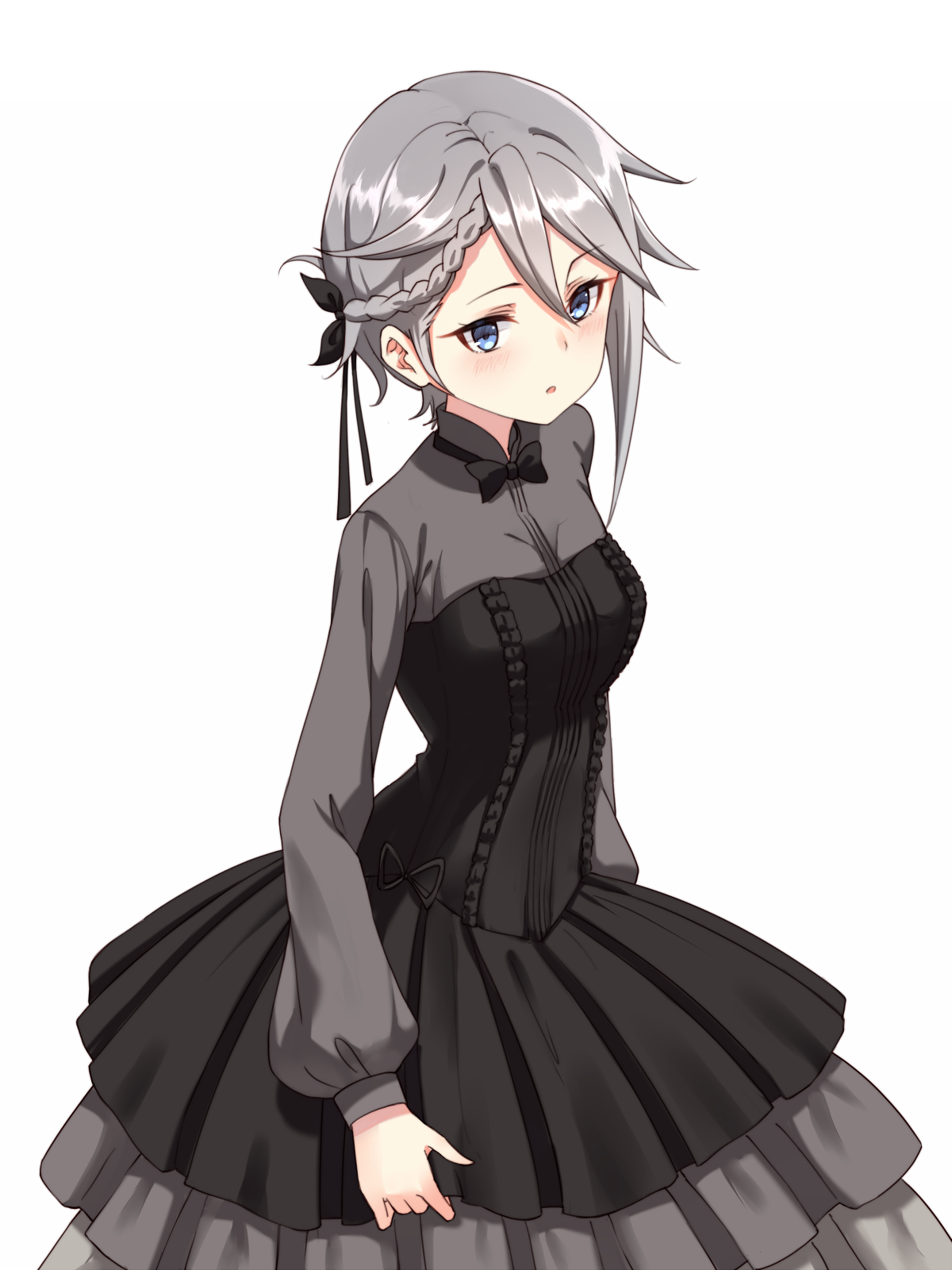 Anime Girls Simple Background Grey Hair Ange