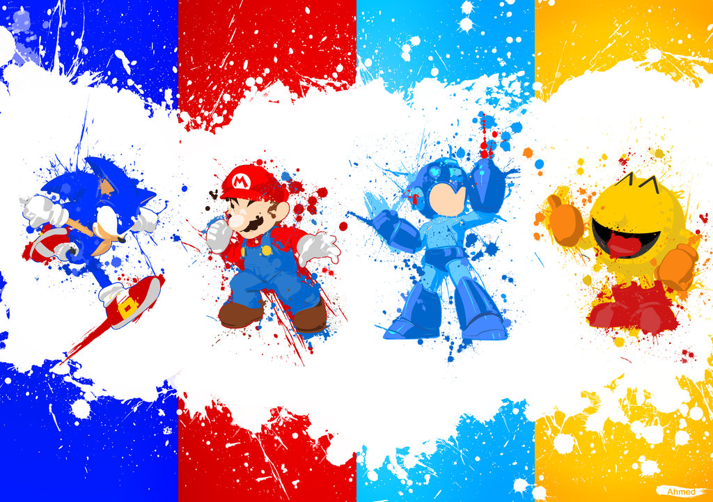 Mario Megaman Sonic And Pac Man By achiii030