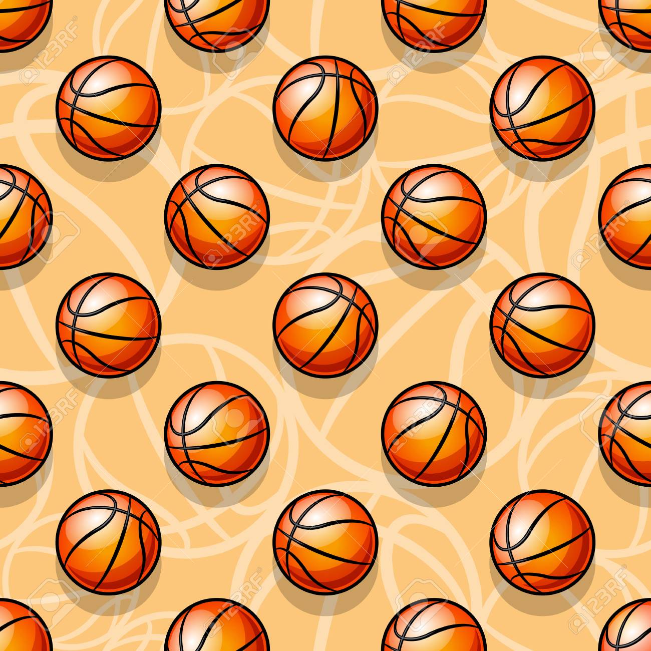 Seamless Pattern With Basketball Ball Vector Illustration Ideal
