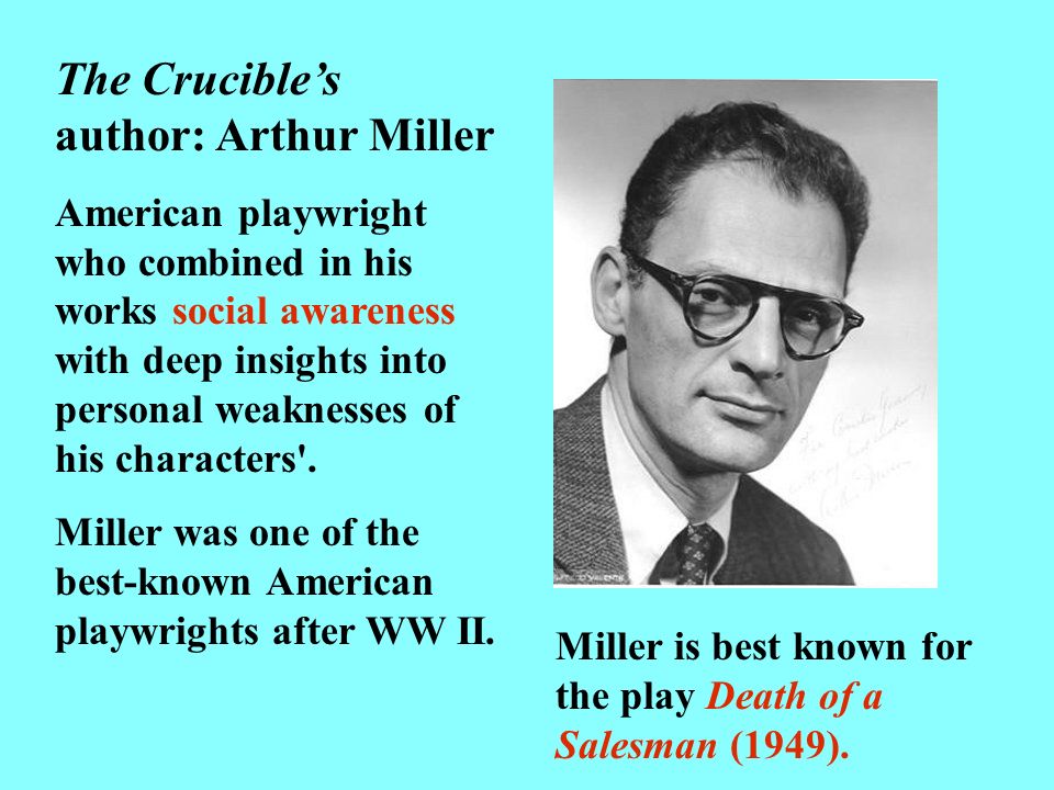 Free download Background for The Crucible The Crucibles author Arthur Miller  [960x720] for your Desktop, Mobile & Tablet | Explore 31+ Playwright  Background |