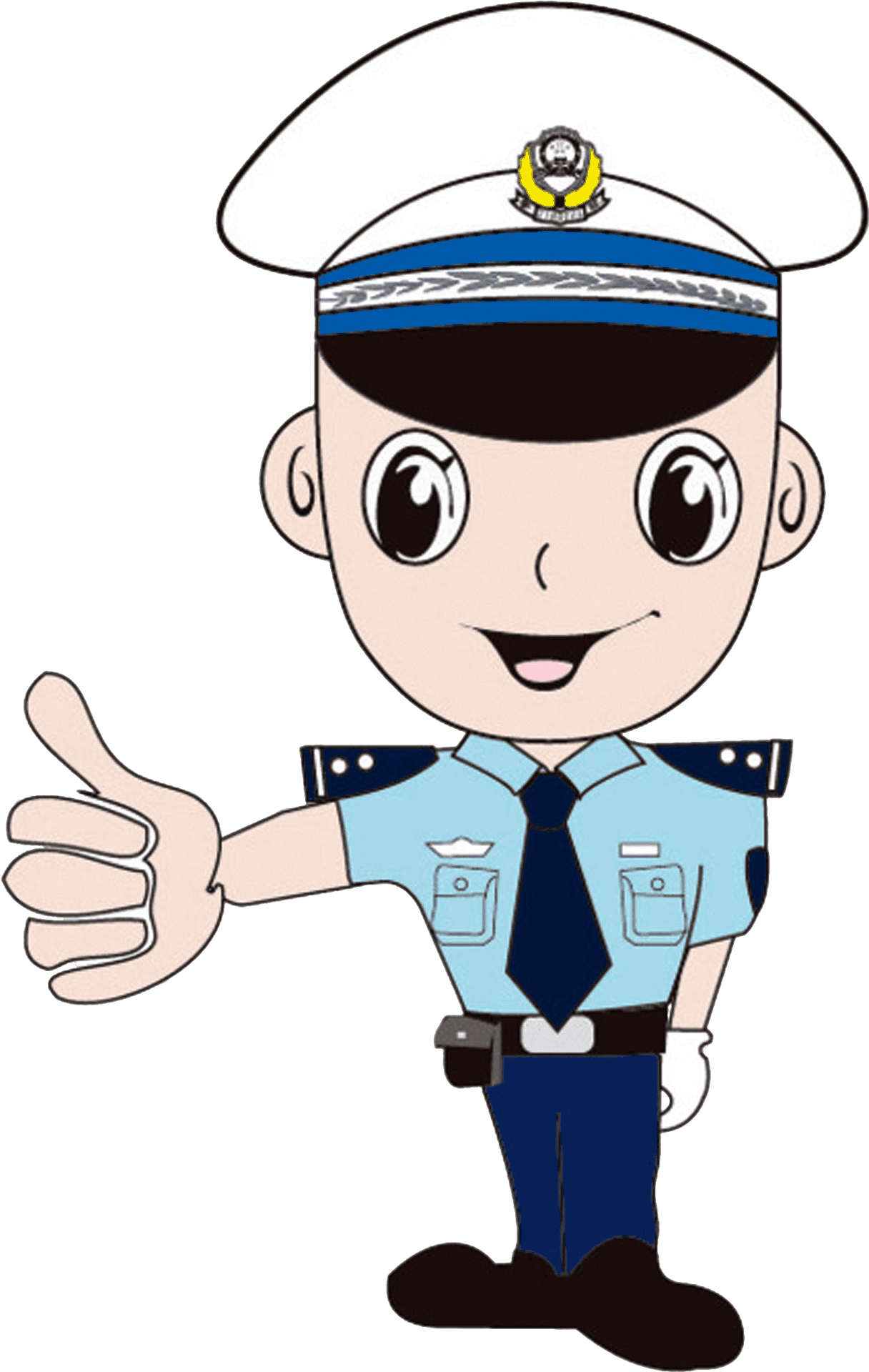 Friendly Cartoon Policeman Giving Thumbs Up Wallpaper