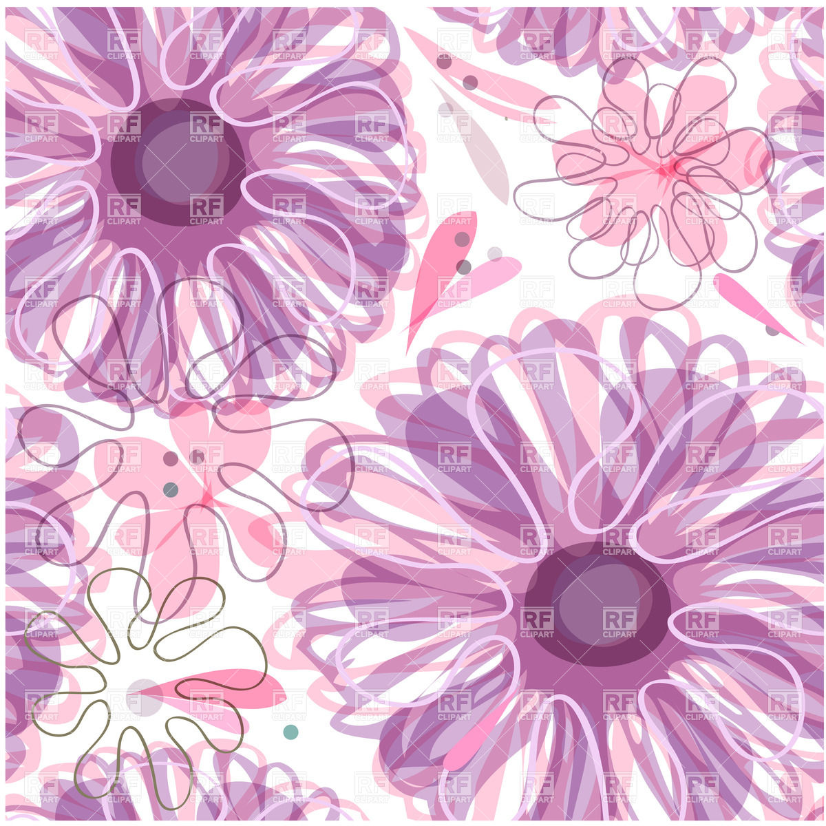 Purple Floral Background With Stylized Flowers Background