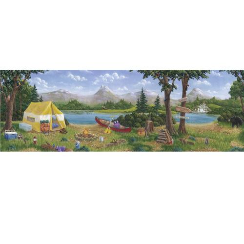 CAMP NATURE Wallpaper Border MRL2428 COUNTRY TENT 