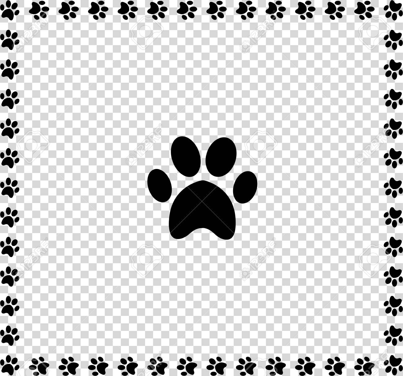 Black Animal S Paw Print Icon Framed With Paws Square Border