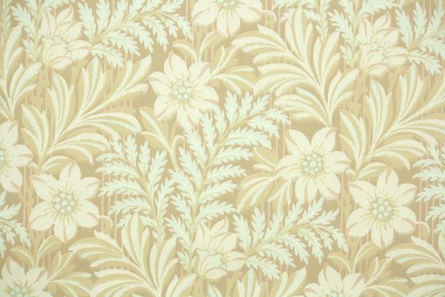 S Vintage Wallpaper Floral With Pale Green And Cream