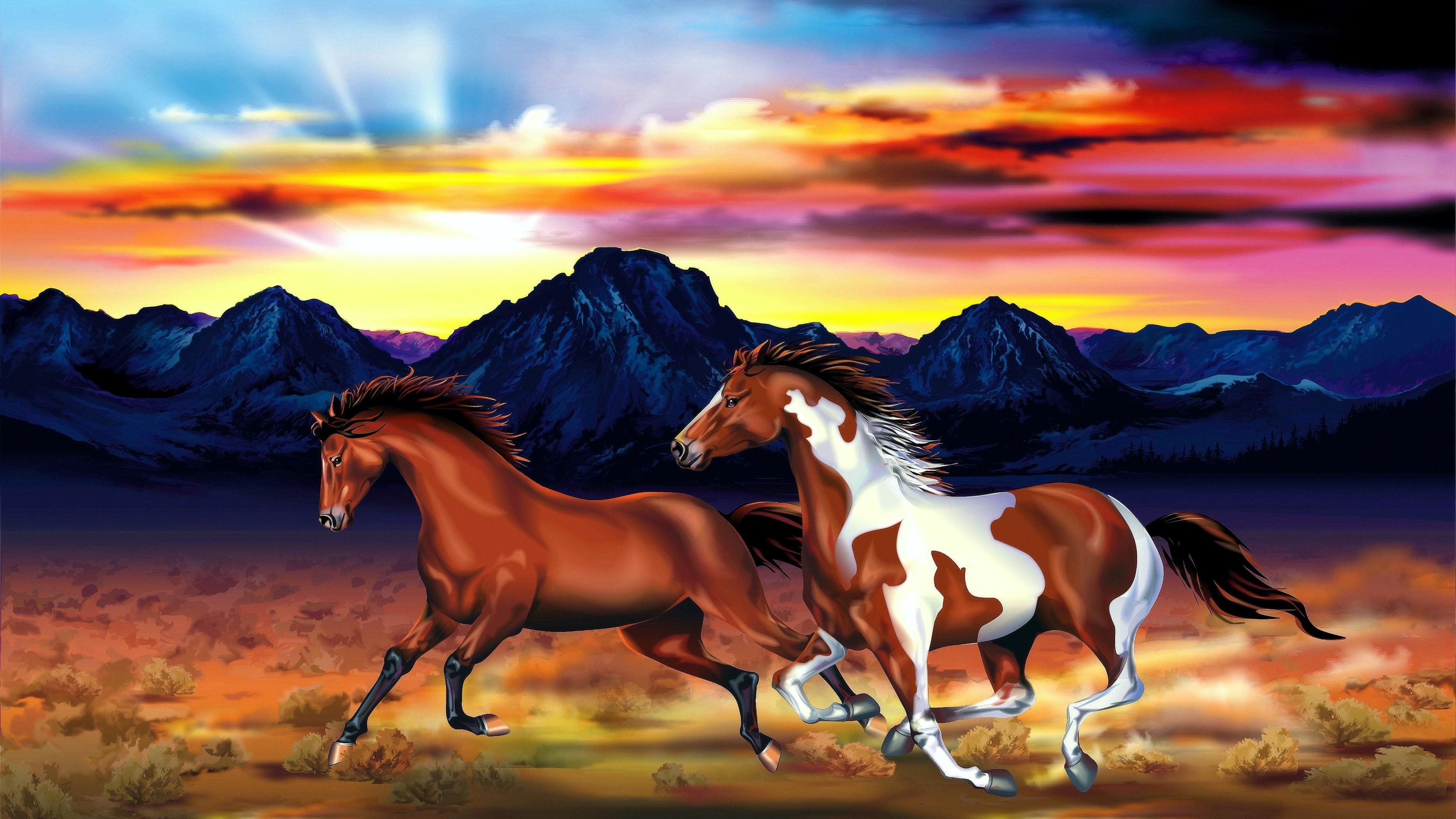 horses horse 4K wallpaper hdwallpaper desktop Colorful