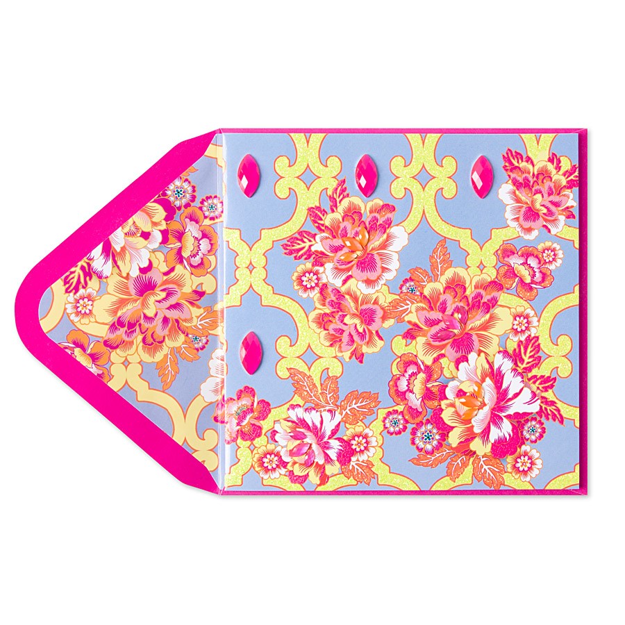 Neon Floral Wallpaper Blank Cards Papyrus
