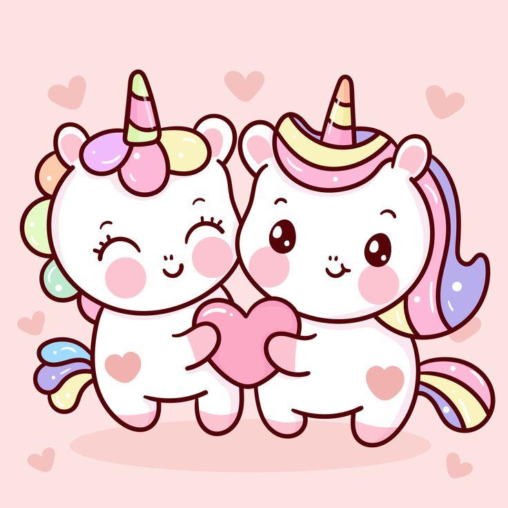 Premium Vector Cute Unicorn Cartoon Sweet Couple With Hearts For
