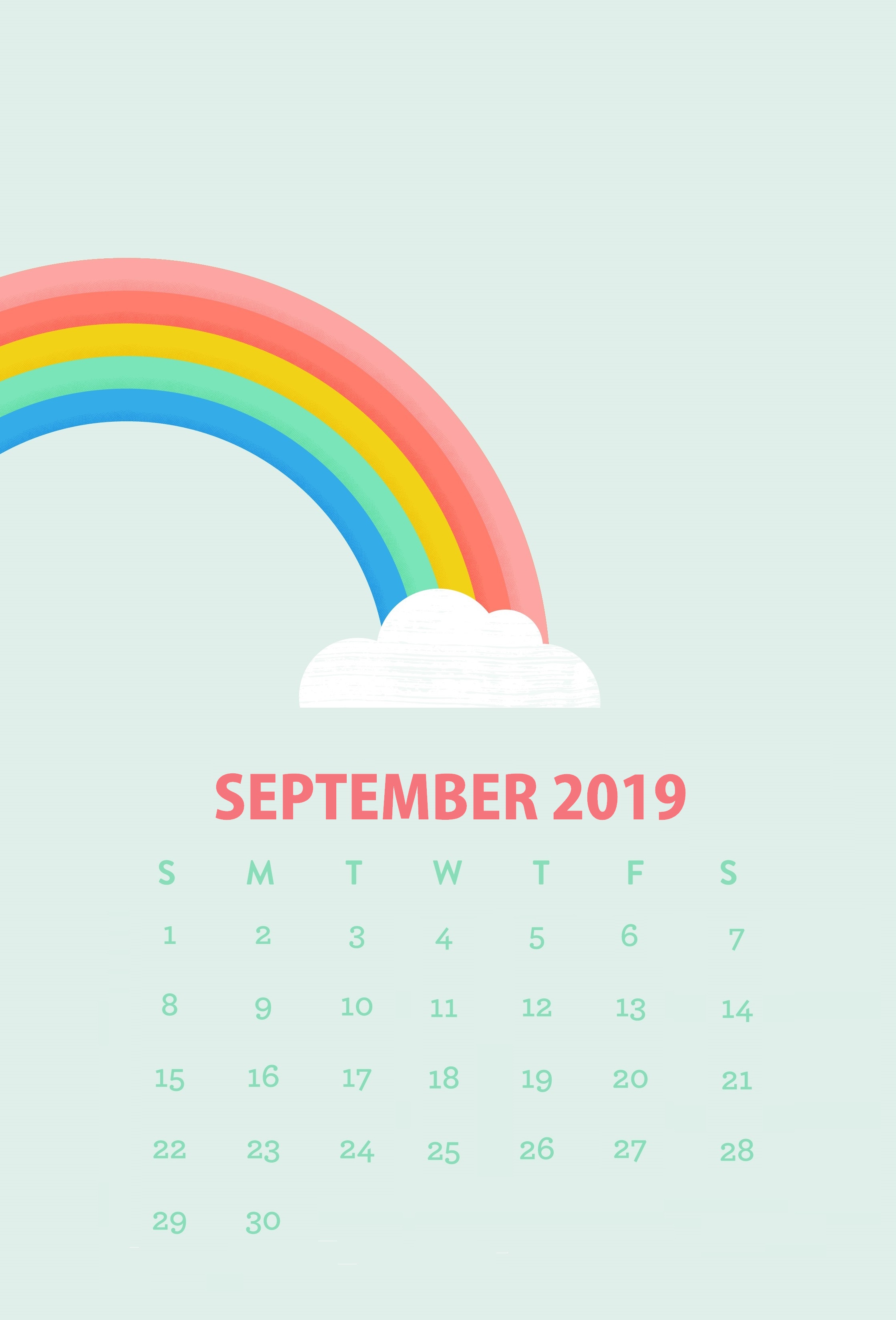 iPhone September Calendar Wallpaper