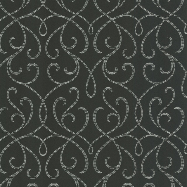 Dl Accent Scroll Wallpaper Charcoal Bolt Contemporary