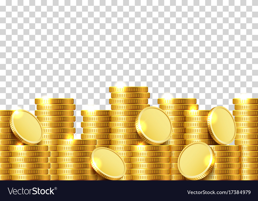 A Lot Of Coins On Transparent Background Vector Image