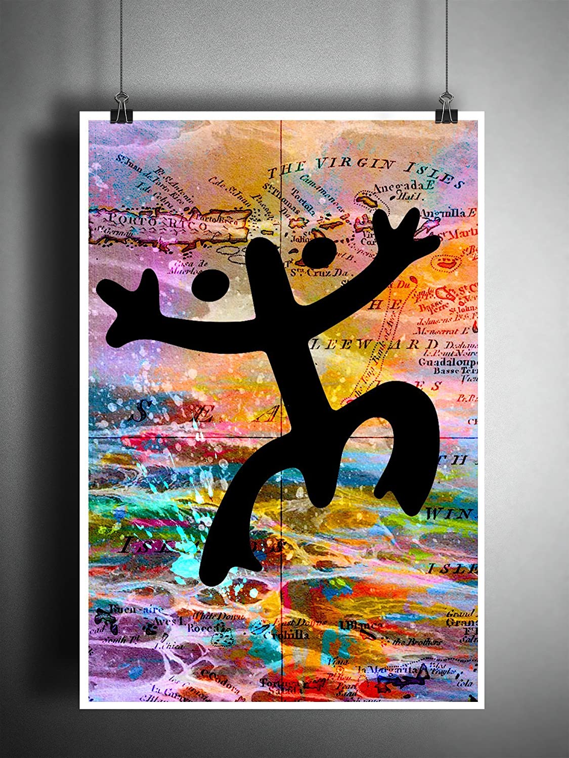 Amazon Coqui Taino Splatter Art Colorful Beach Decor With Old