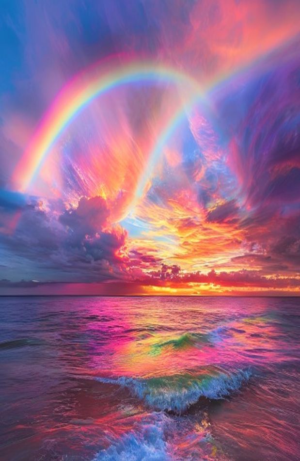 Sunset Ocean Rainbow Wallpaper