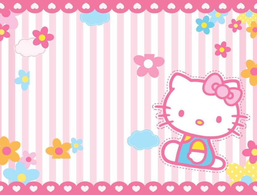 Pink Hello Kitty Stripe Background Vector Titanui