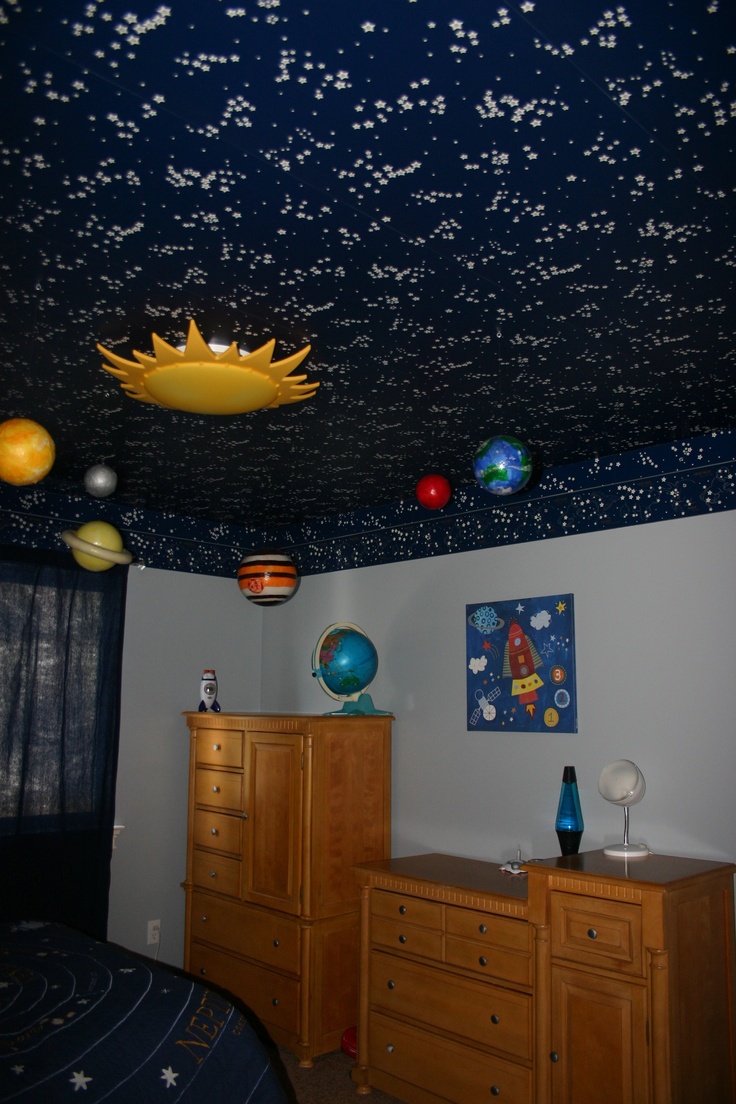 My Son S Outer Space Pla Bedroom Glow In The Dark Wallpaper