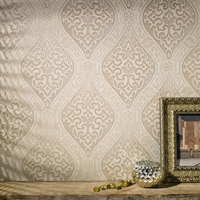 Labyrinth Cream Gold Modern Wallpaper By Graham Brown