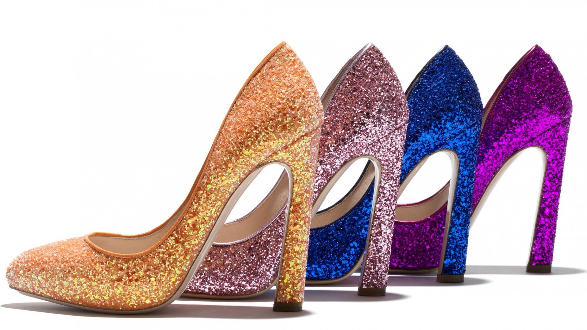 Colorful Glitter On High Heels Quality Wallpaper